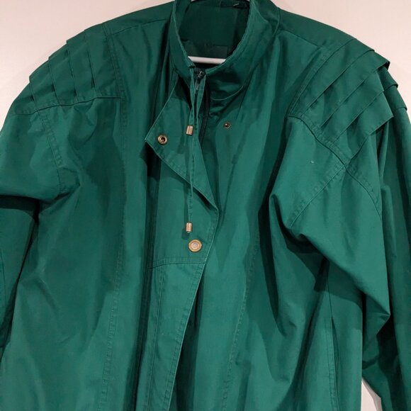 Sequence 80s Windbreaker Jacket Dark Forest Green VINTAGE Size 8-10 - Picture 2 of 4